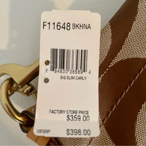 COACH SIGNATURE SLIM CARLY HANDBAG Brown and Tan - Picture 8 of 10